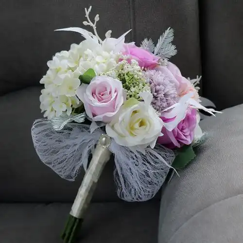 仿真新娘手捧花结婚旅拍摄影道具家居花束布置婚礼装饰花球批发