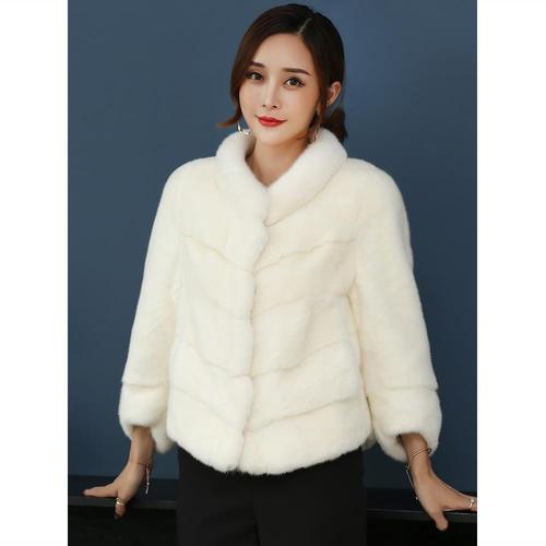 海宁新款貂皮大衣女整貂短款立领秋冬进口天鹅绒水貂毛皮草外套女