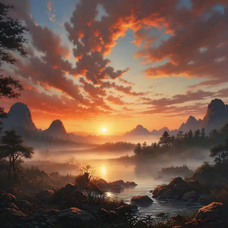 山水间,太阳照耀的微信头像 92