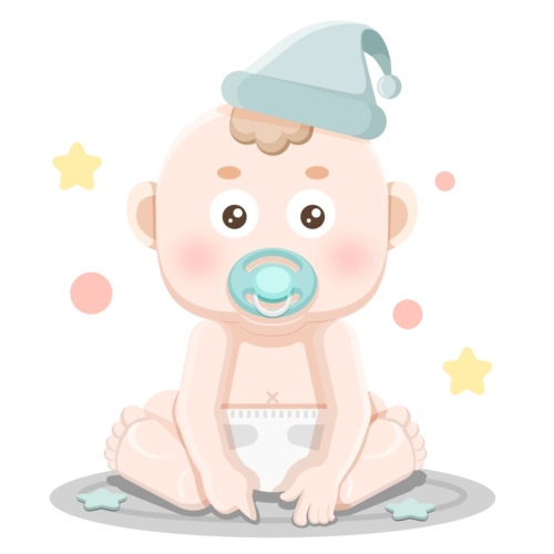 卡通可爱吸奶嘴的婴儿宝可商用元素宝.png
