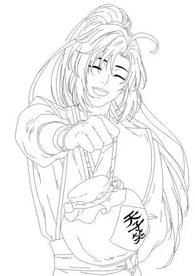 黑白线稿/橡皮章素材/魔道祖师/魏无羡/动漫