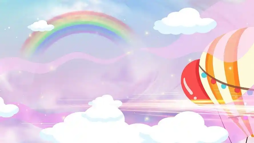 唯美彩虹热气球插画少儿舞蹈背景ae模板