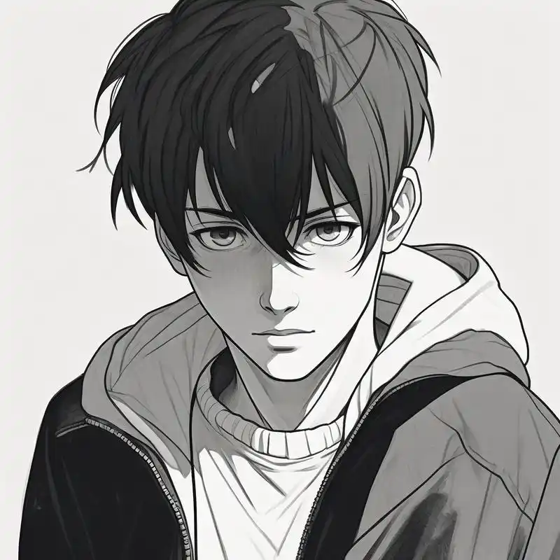 男生伤感黑白素描头像92