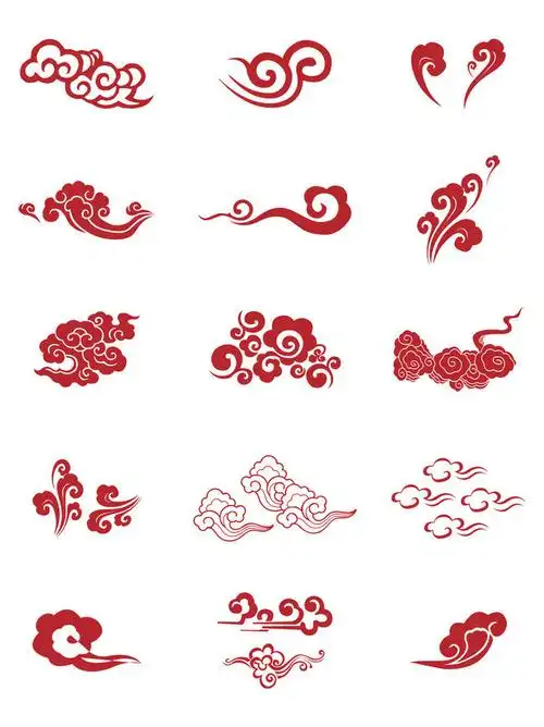 祥云花纹矢量素材,主题为祥云,可用作祥云花纹,古典花纹,花纹纹样,等