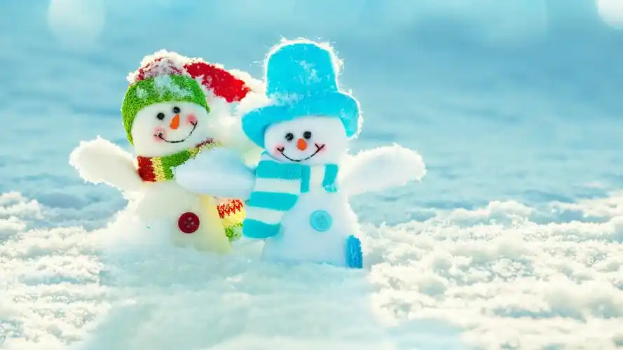 two snowman, toys, snow, winter 1242x2688 iphone xs max wall