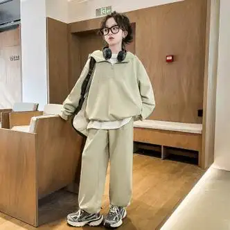 简拉熊儿童女装套装12岁女孩衣服714岁春季女大童卫衣小学初中生两件
