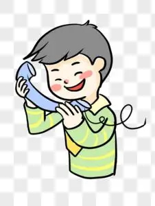 前台打电话男孩打电话素材