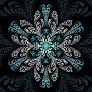 美丽的对称分形曼荼罗, 花或蝴蝶, 数码艺术品为创意平面设计.