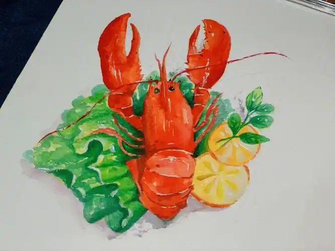 小龙虾水彩画