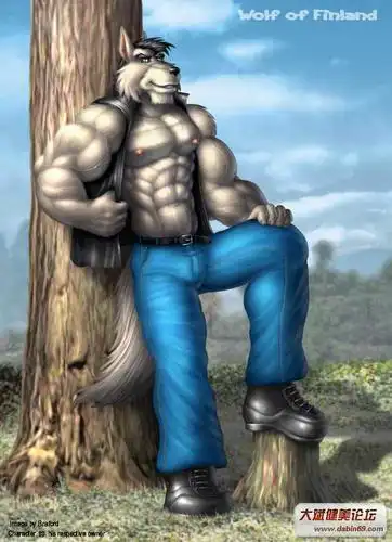 漫画肌肉半兽人(矢量绘画作品)