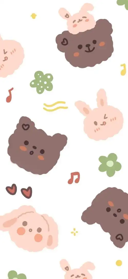 卡通小熊壁纸白底可爱简约聊天背景