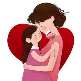 母女拥抱母亲节插画元素