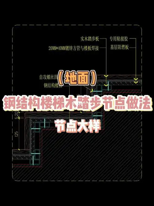 钢结构楼梯木踏步节点做法分享