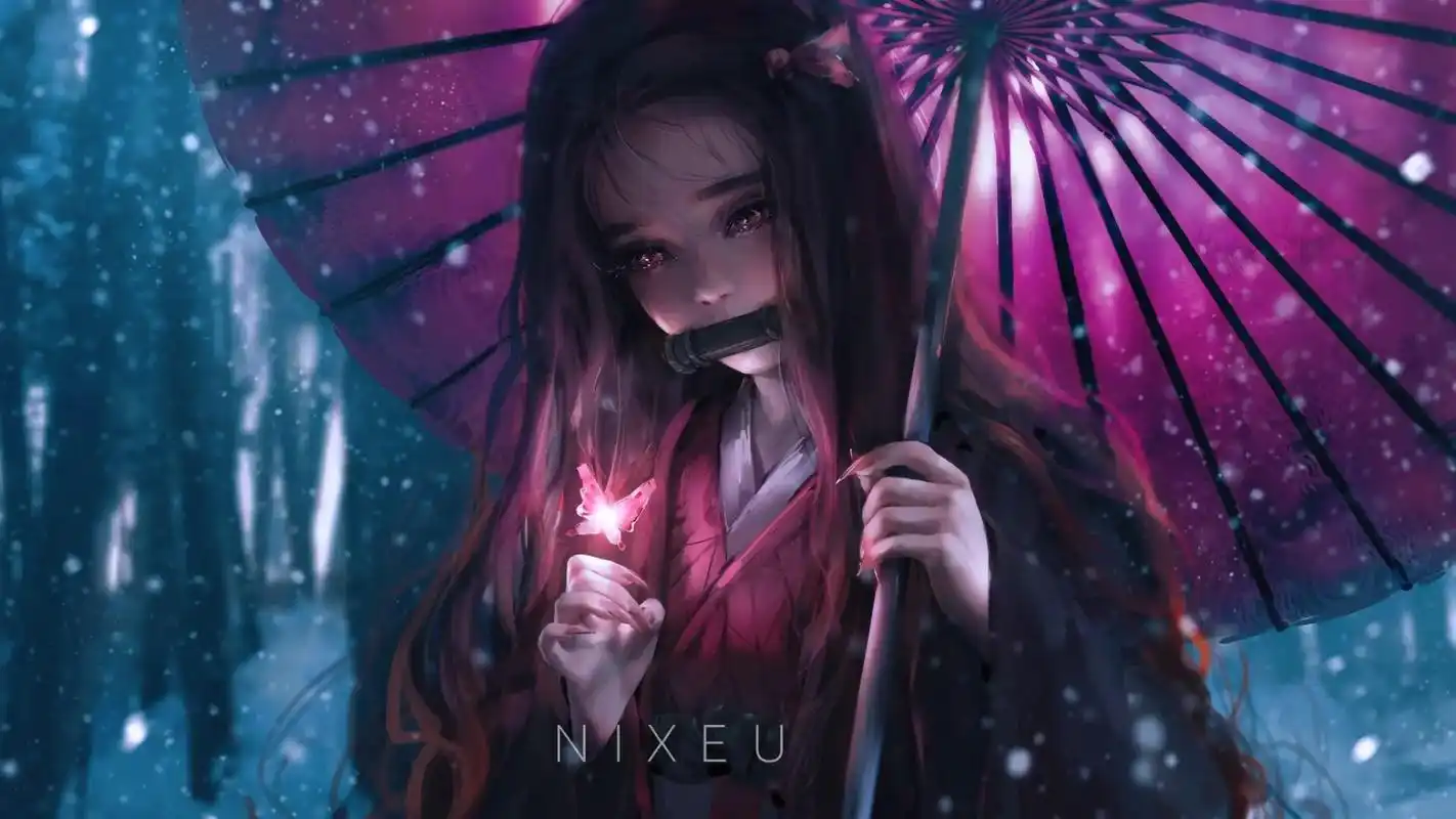 鬼灭之刃,祢豆子高清壁纸,你最喜欢的动漫二次元少女#鬼灭之刃 - 抖音