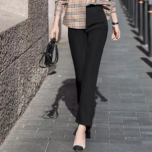 女先生女士西裤新款黑色春秋高腰显瘦烟管裤女职业西装裤直筒正装裤子