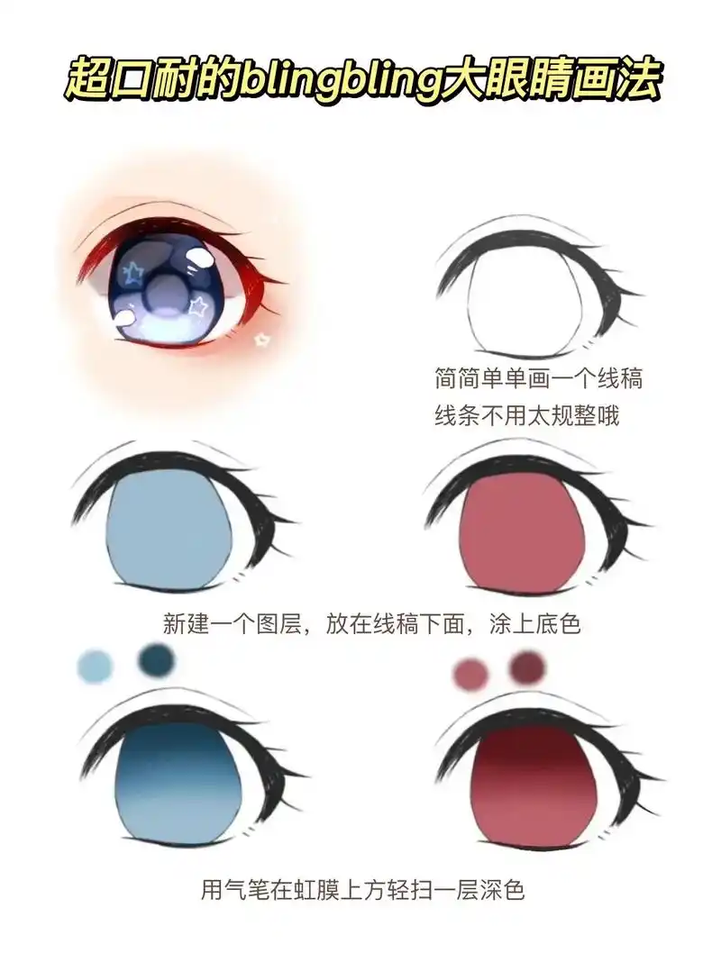 blingbling可爱大眼睛画法.后面还会持续更教程哦,没 - 抖音