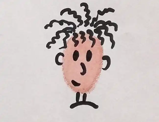 儿童学画画幼儿园创意美术指印画利用手指印创意手绘人物画毛头小子的