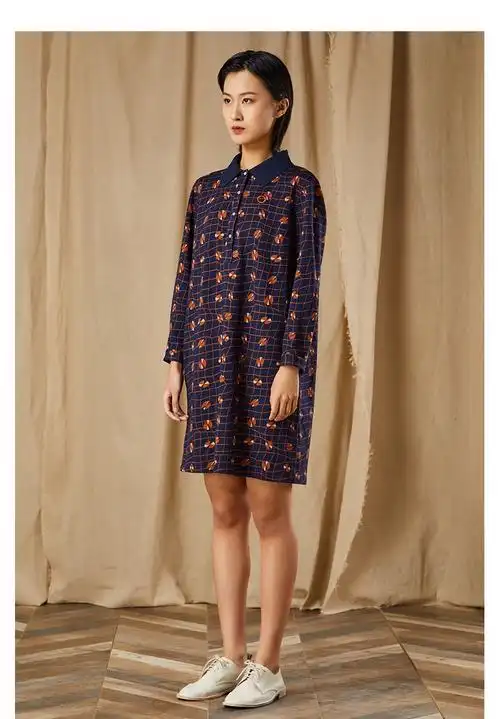 啦娜菲/lanafay 针织翻领连衣裙0q442