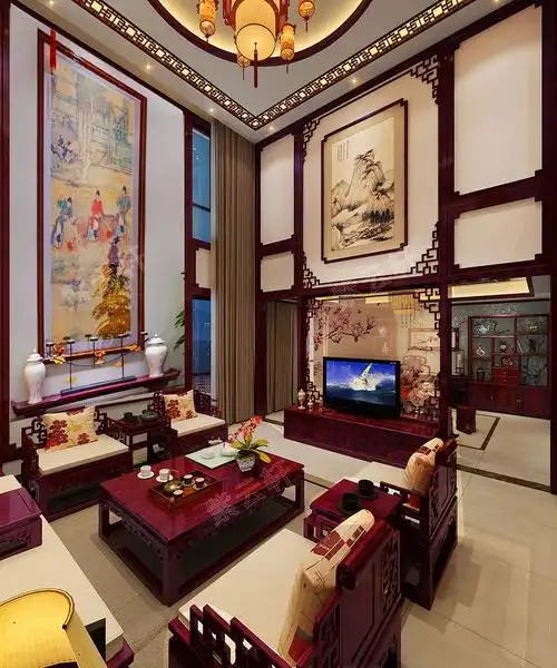 陕西西安古典别墅中式装修风格韵美而雅致大雅而富丽