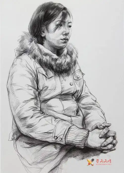 人物素描半身像优秀范画图片合集3【100幅】