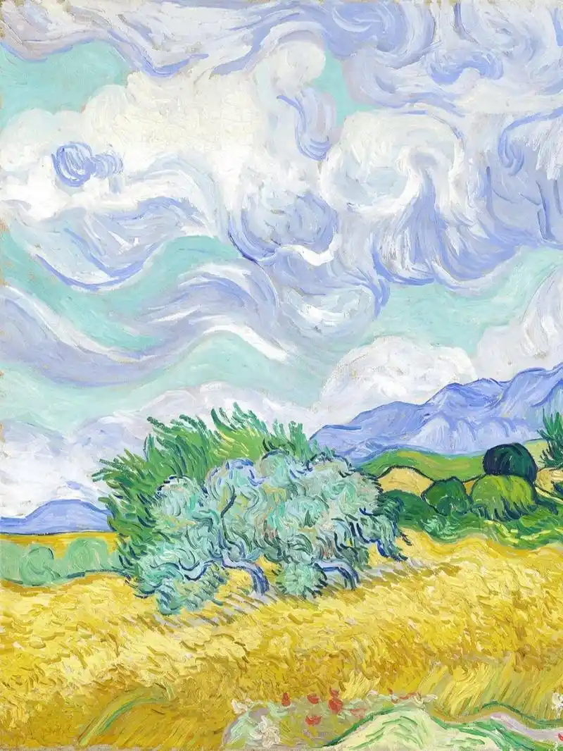 梵高《麦田与柏树》作品赏析