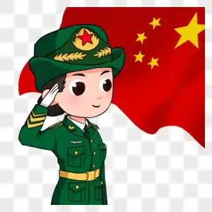 卡通女兵敬礼国旗图片