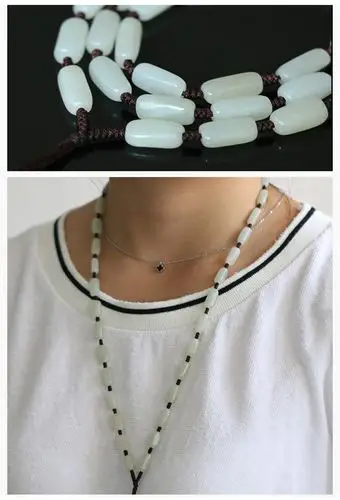 和田玉项链 青白玉和田玉挂绳 男女款项饰 和田玉链子