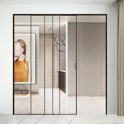 卡梵三联动推拉门窄边玻璃门厨房玻璃推拉门阳台推拉门隔断门