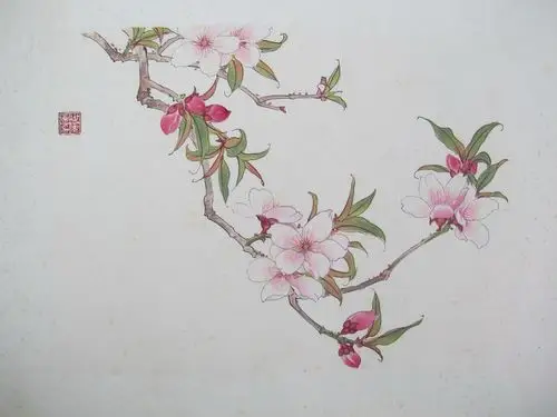 主题田世光画桃花木版水印画心27520厘米