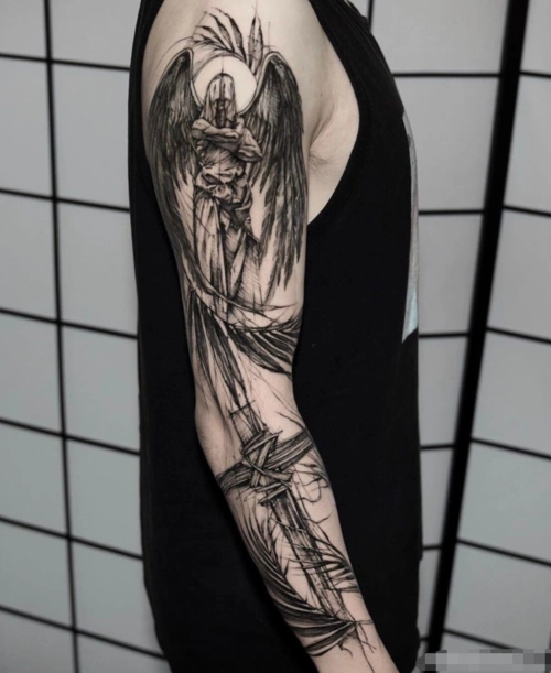 最新男女十字架纹身图案大全独特的十字架纹身设计图5