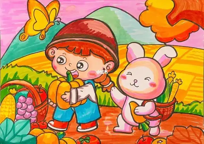 主题简笔画秋天上色稿