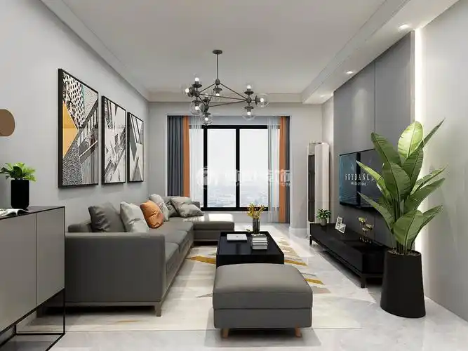 第1张客厅设计理念:客户说一位事业有成的年轻人,喜欢现代黑白灰风格