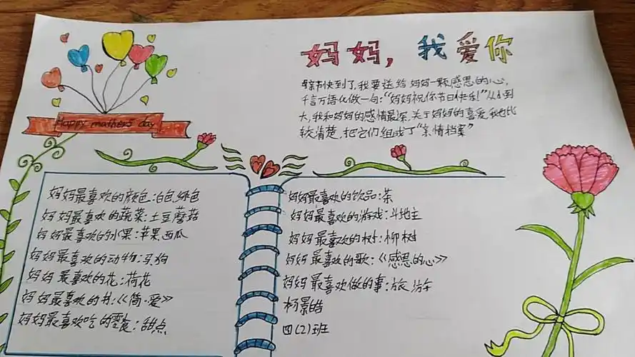一张张精美的手抄报写满对妈妈的爱.