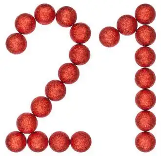 数字 21, 二十一, 从装饰球, 在白色隔离