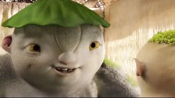 捉妖记2:胡巴被笨笨救下,笨笨问它从哪里来,它直接啃了个图案