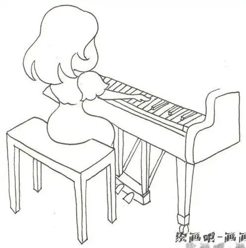 侧面弹钢琴简笔画