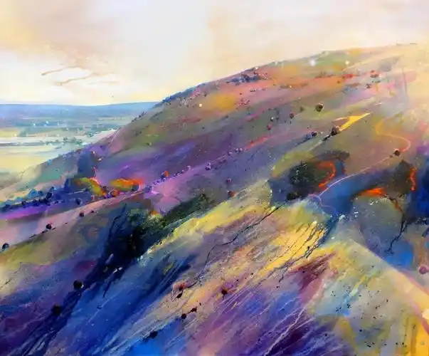 色彩梦幻奇特绚丽美女画家的丙烯艺术