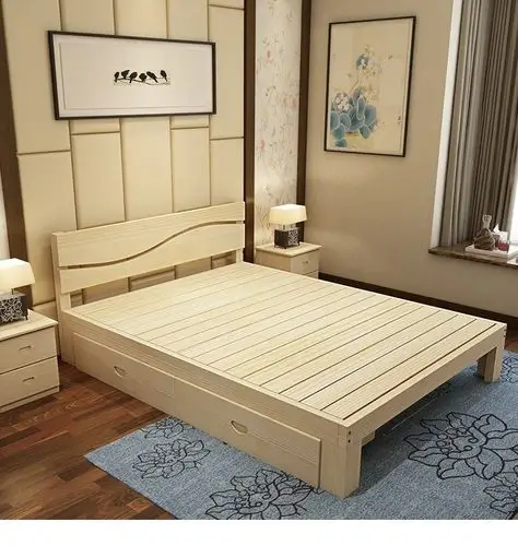 1米3床 成人实木床松木单人床1.3米经济型成人现代简约简易床架