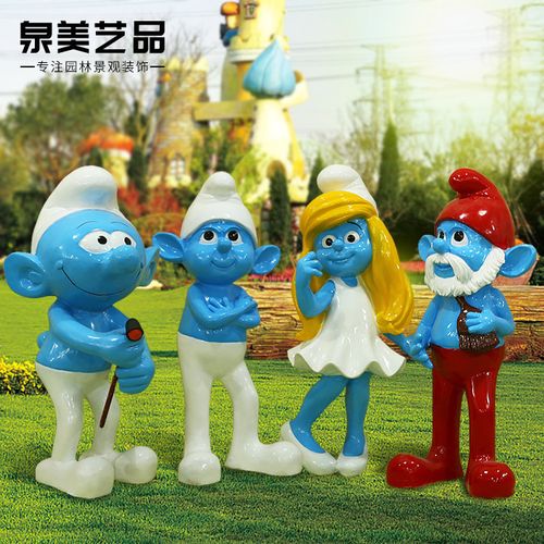 卡通人物蓝精灵摆件玻璃钢雕塑商场庭院户外园林装饰品树脂工艺品
