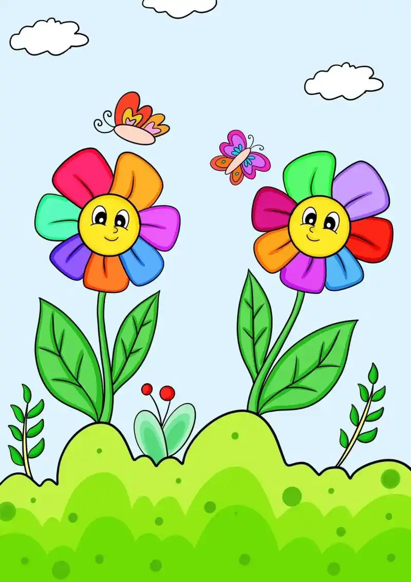 夏日花花儿童画 小花合集卡通画