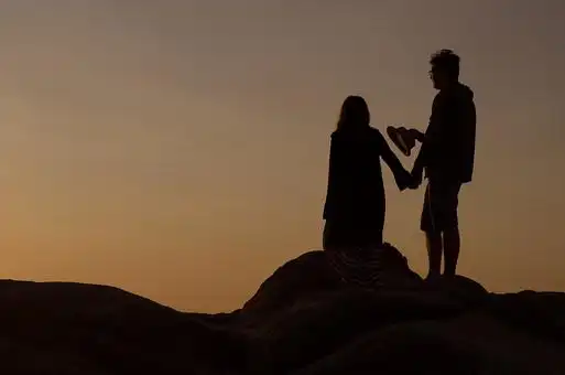 照片素材(图片): 手牵手的情侣剪影11