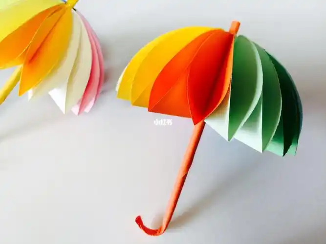 手工折纸彩虹雨伞