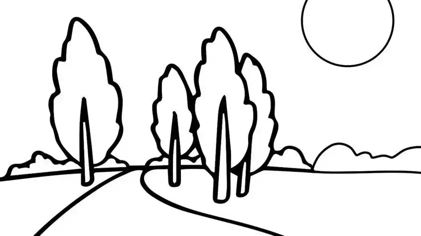 一幅完整的风景简笔画好看简单的风景画