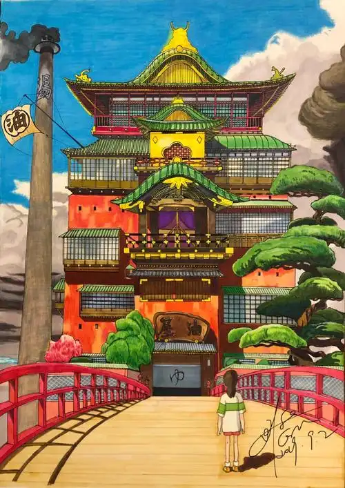 千与千寻马克笔汤屋