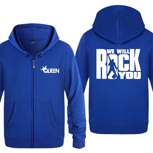 新款男式拉链卫衣 皇后乐队 queen we will rock you 华丽摇滚