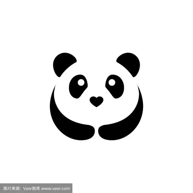 可爱的熊猫黑白矢量卡通.