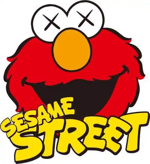 潮牌kaws图案印花矢量图服装裁片t恤烫图印花花型素材