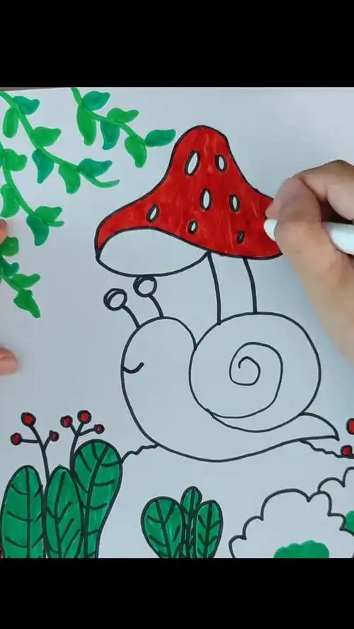 雨中漫步的蜗牛 简笔画 一学就会 学画画