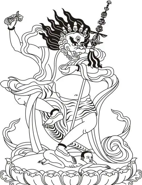 金刚手菩萨(愤怒相)线稿图片