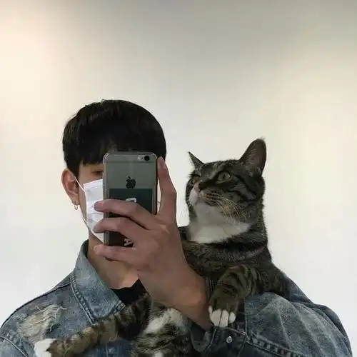姐妹们求男生抱着猫的头像